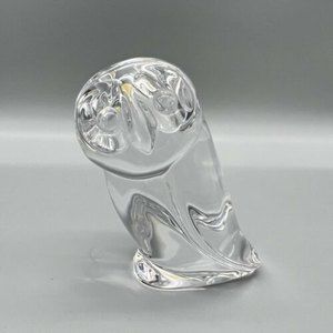 Atlantis Full Lead Crystal Owl Sculpture Paperweight Hand-Made in Portugal EUC